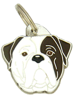 BULLDOG AMERICANO OCCHIO BRINDLE <br> (medagliette per cani, L’incisione è inclusa nel prezzo)